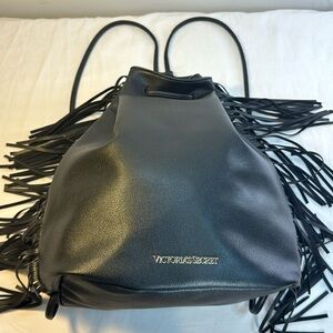 Victoria Secret’s Fringe Faux Leather Draw String Backpack Limited Edition
